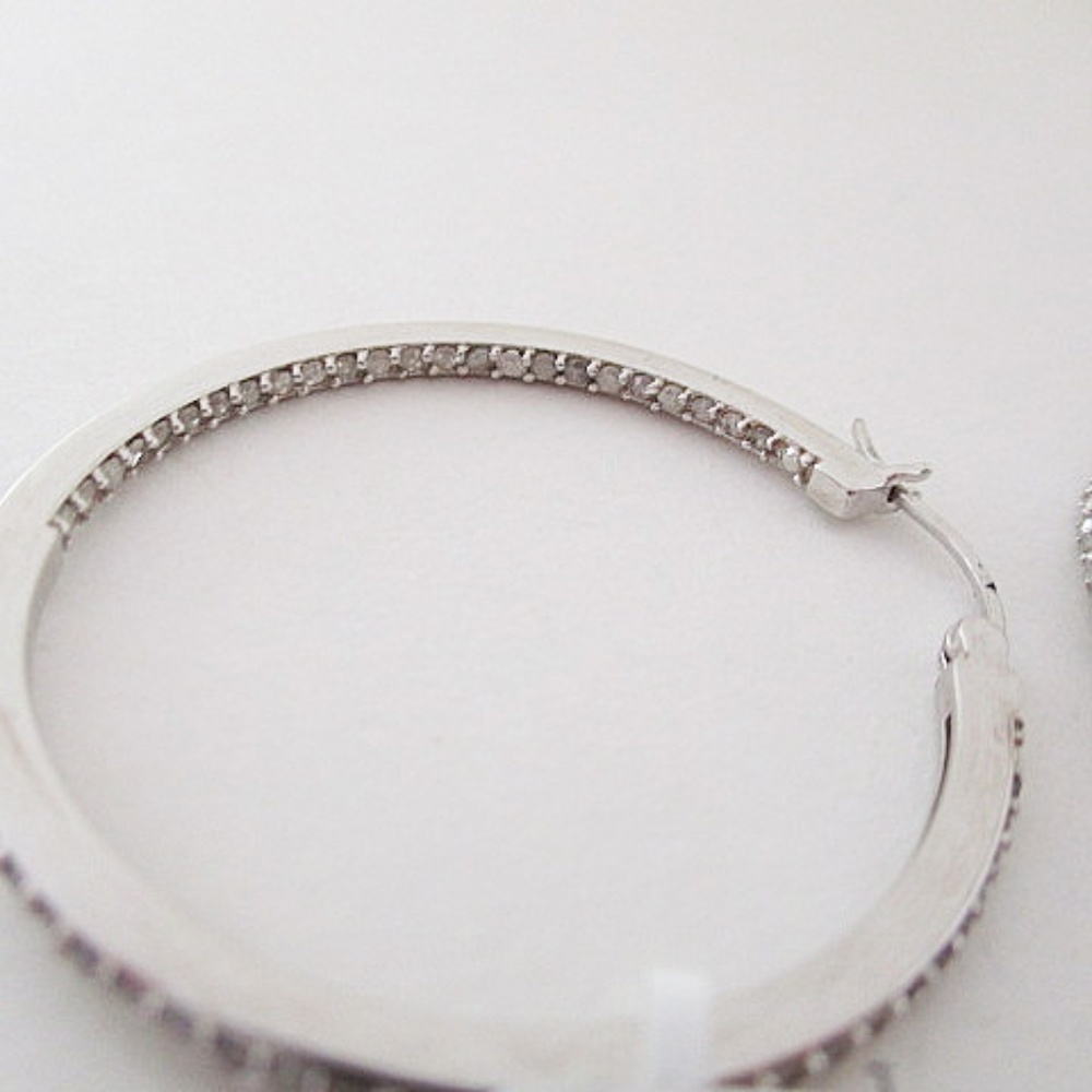 Macys Sterling Silver Hoops - Picture 6 of 8